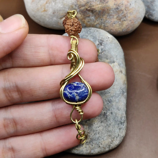 Kamal -Lapis Lazuli and Rudraksha Bracelet 002