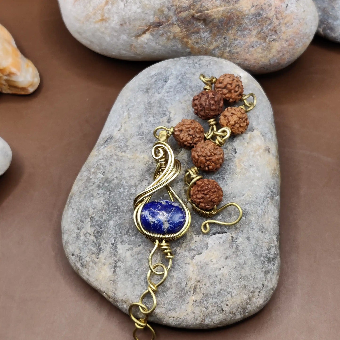 Kamal -Lapis Lazuli and Rudraksha Bracelet 002