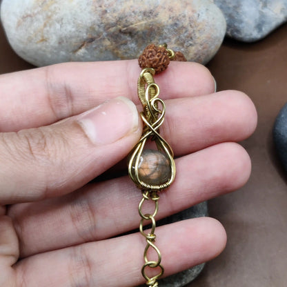 Kamal -Labradorite and Rudraksha Bracelet 001