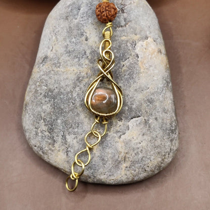 Kamal -Labradorite and Rudraksha Bracelet 001