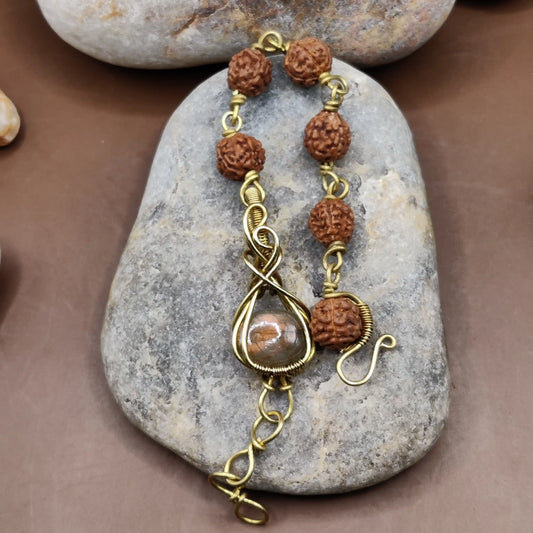 Kamal -Labradorite and Rudraksha Bracelet 001