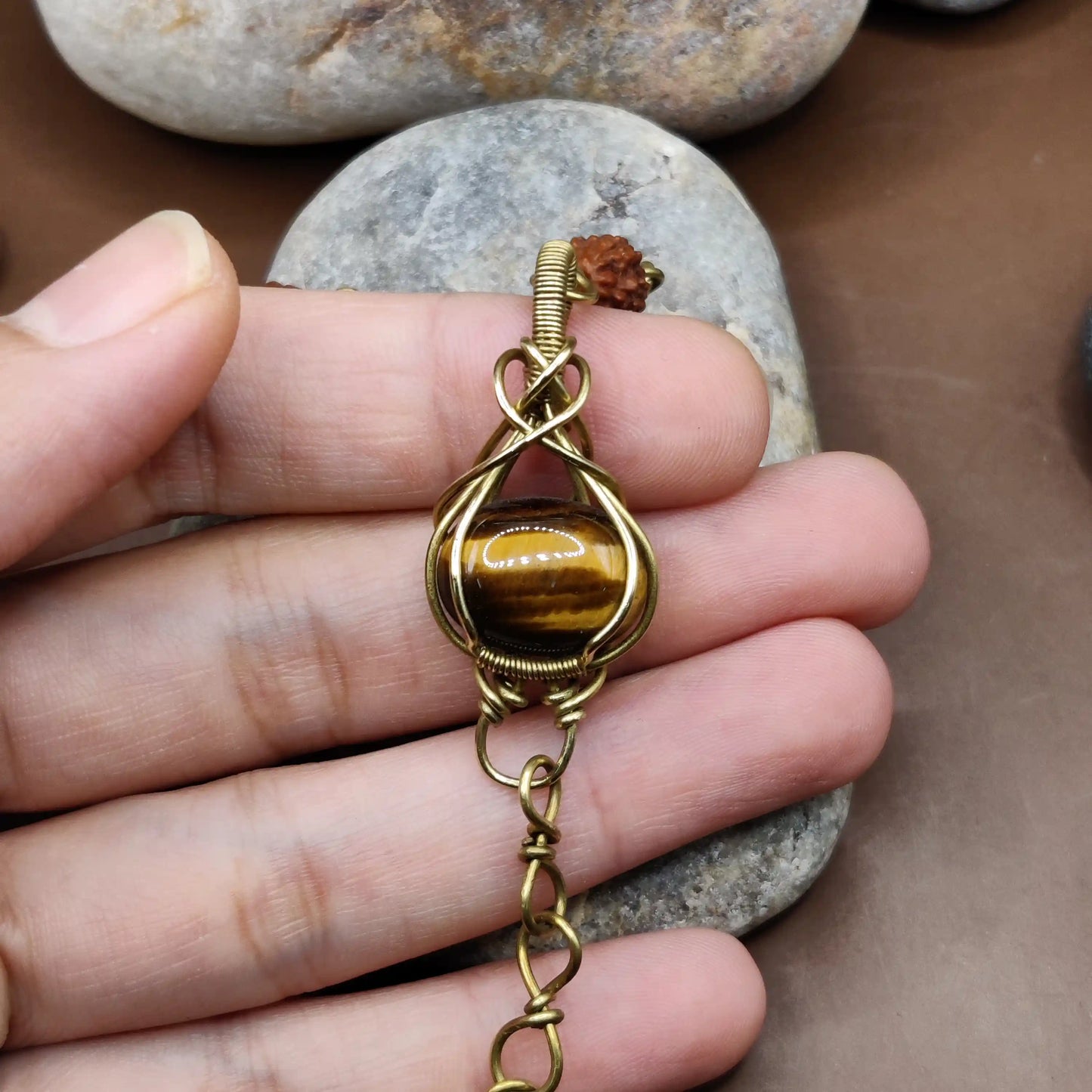 Kamal - Tiger's Eye and Rudraksha Bracelet 001