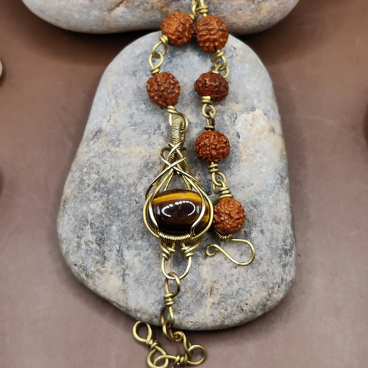 Kamal - Tiger's Eye and Rudraksha Bracelet 001
