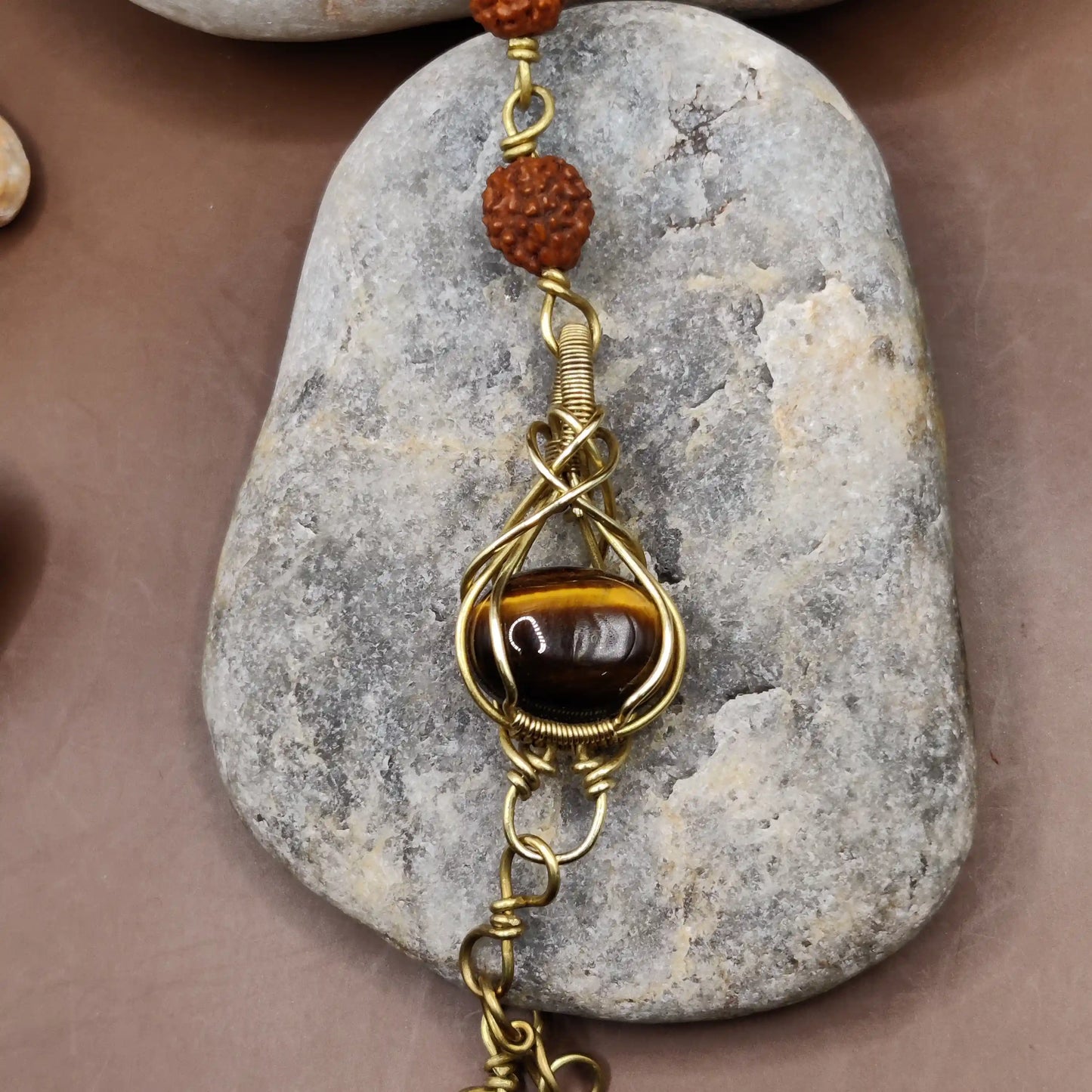 Kamal - Tiger's Eye and Rudraksha Bracelet 001