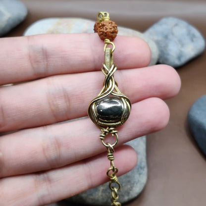 Kamal -Pyrite and Rudraksha Bracelet 003