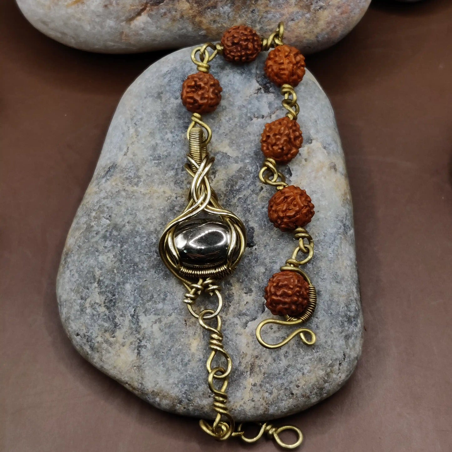 Kamal -Pyrite and Rudraksha Bracelet 003