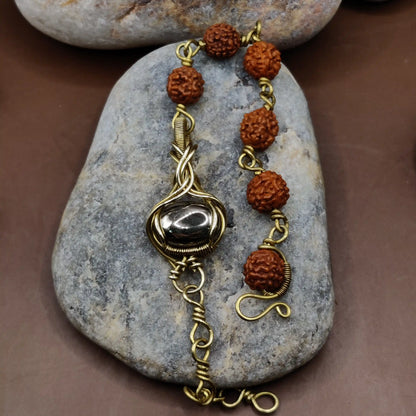 Kamal -Pyrite and Rudraksha Bracelet 003