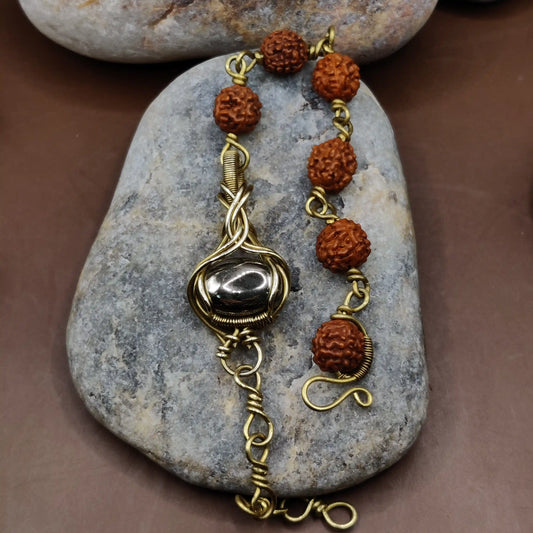 Kamal -Pyrite and Rudraksha Bracelet 003