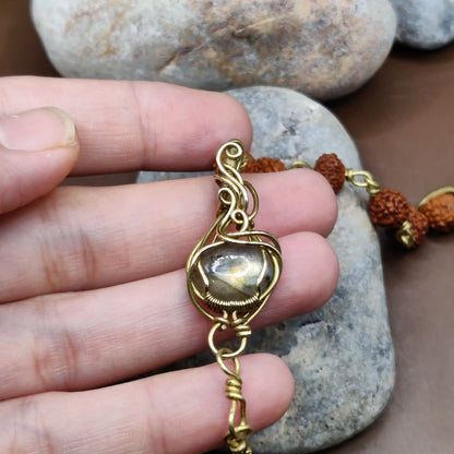 Kamal -Labradorite and Rudraksha Bracelet 002