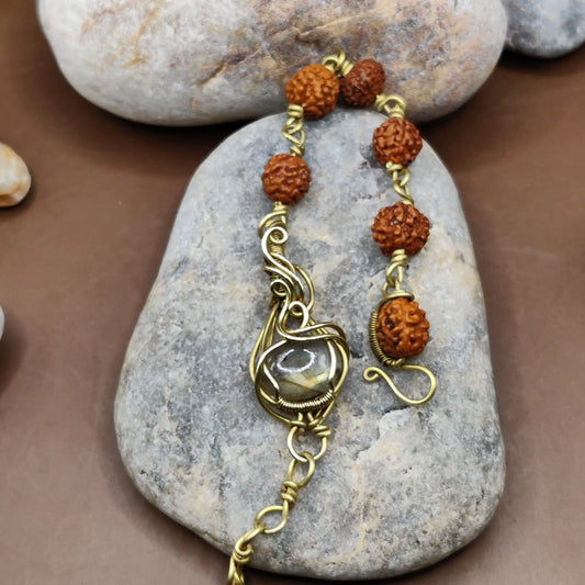 Kamal -Labradorite and Rudraksha Bracelet 002