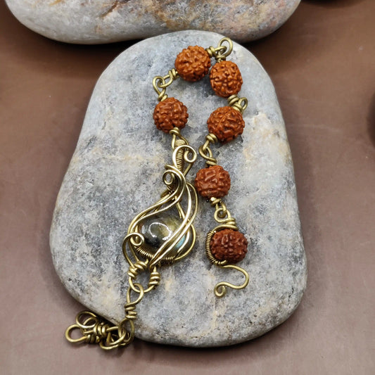 Kamal -Labradorite and Rudraksha Bracelet 003