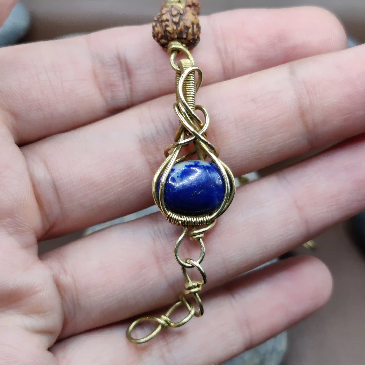 Kamal -Lapis Lazuli and Rudraksha Bracelet 003