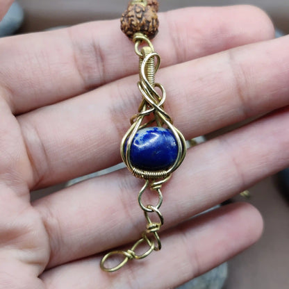 Kamal -Lapis Lazuli and Rudraksha Bracelet 003