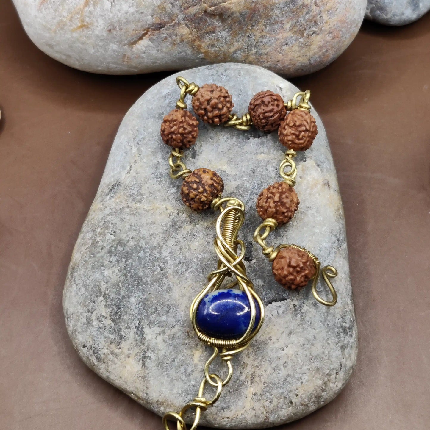 Kamal -Lapis Lazuli and Rudraksha Bracelet 003