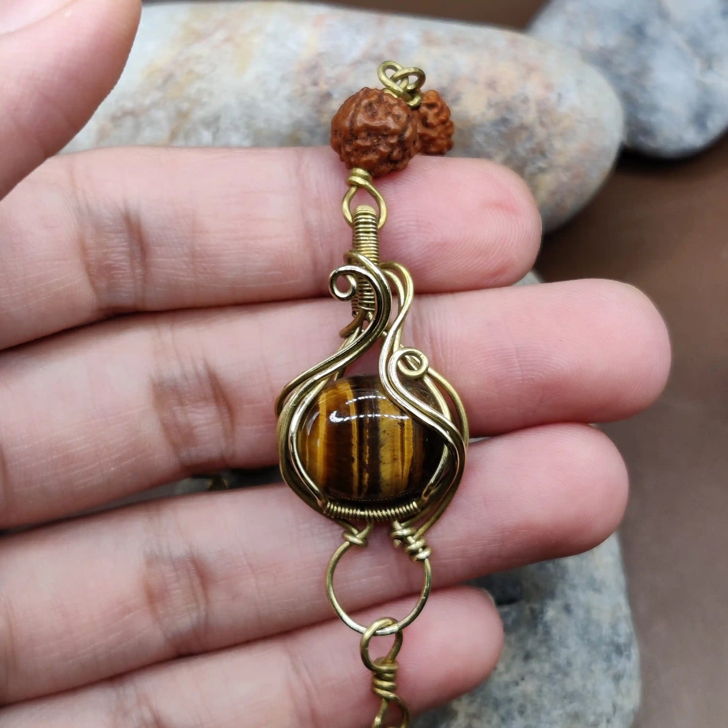 Kamal - Tiger's Eye and Rudraksha Bracelet 002