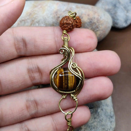 Kamal - Tiger's Eye and Rudraksha Bracelet 002