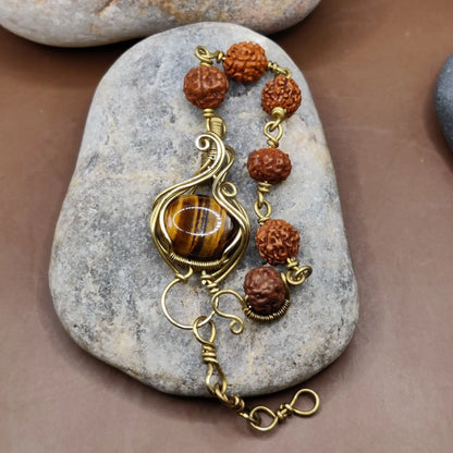 Kamal - Tiger's Eye and Rudraksha Bracelet 002