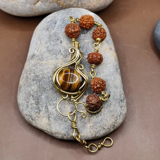 Kamal - Tiger's Eye and Rudraksha Bracelet 002