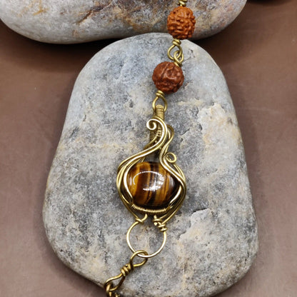 Kamal - Tiger's Eye and Rudraksha Bracelet 002