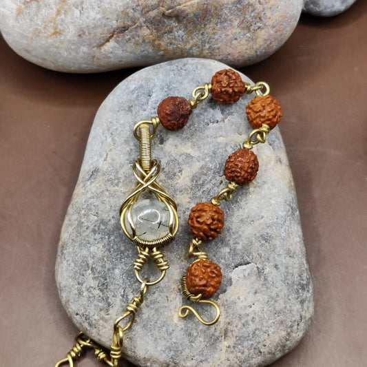 Kamal -Prehnite and Rudraksha Bracelet 002