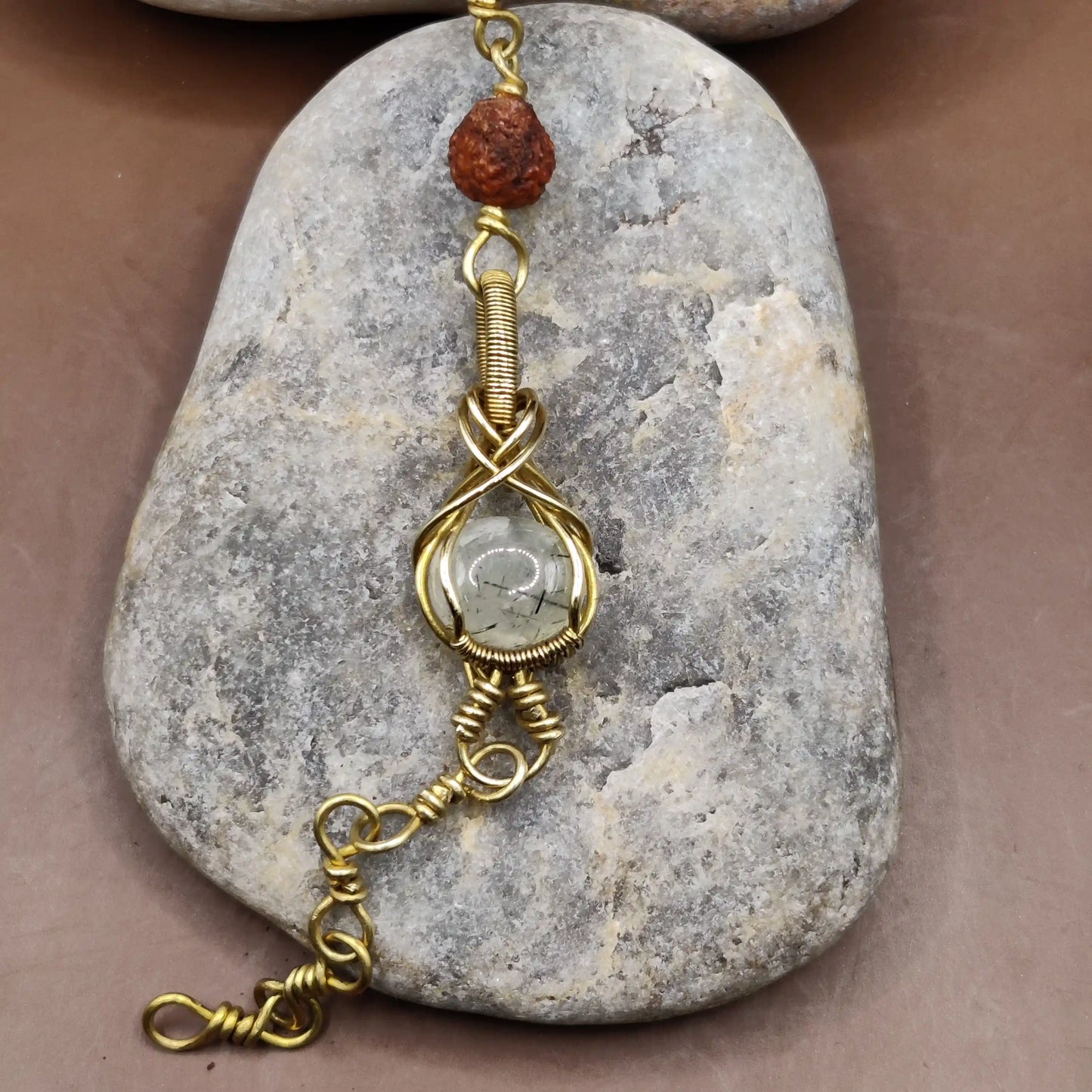 Kamal -Prehnite and Rudraksha Bracelet 002