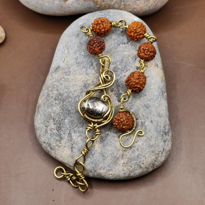 Kamal -Pyrite and Rudraksha Bracelet 001