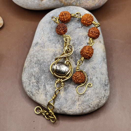 Kamal -Pyrite and Rudraksha Bracelet 001