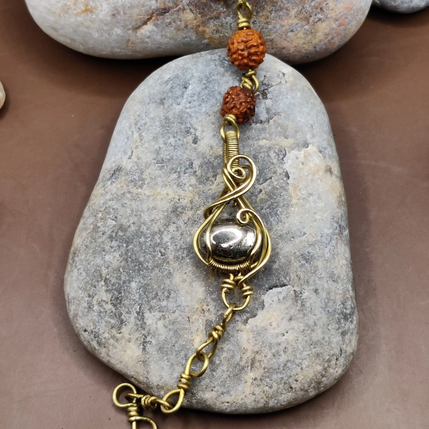 Kamal -Pyrite and Rudraksha Bracelet 001