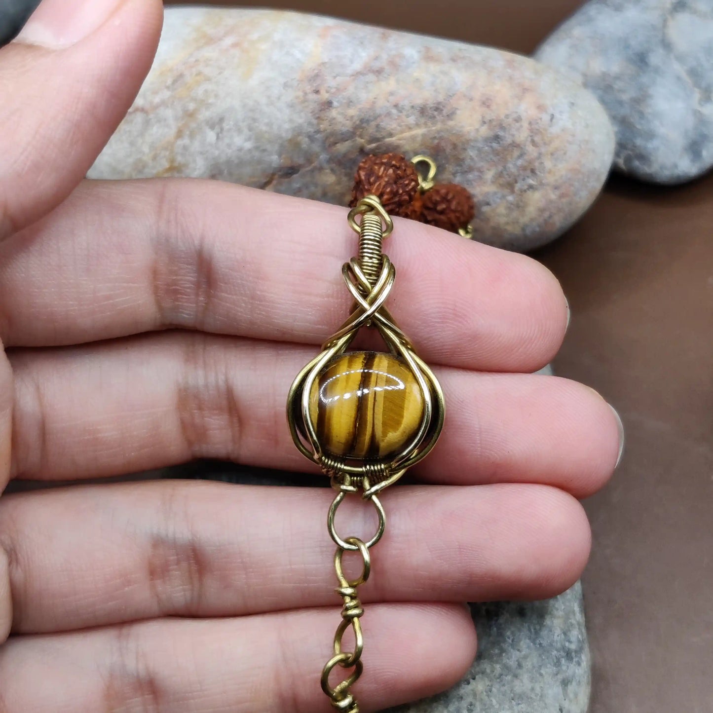 Kamal - Tiger's Eye and Rudraksha Bracelet 003