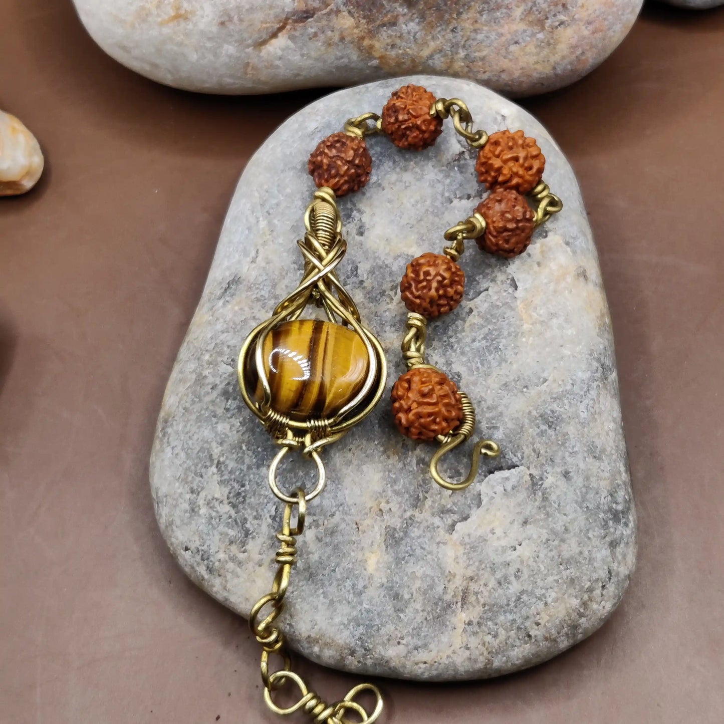 Kamal - Tiger's Eye and Rudraksha Bracelet 003
