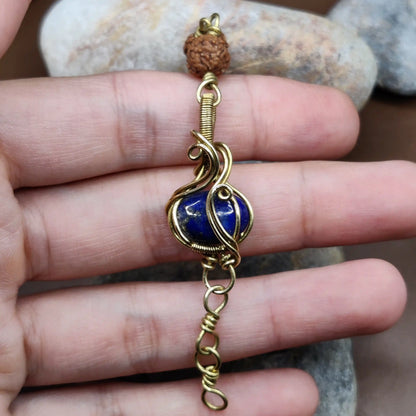 Kamal -Lapis Lazuli and Rudraksha Bracelet 004