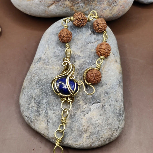 Kamal -Lapis Lazuli and Rudraksha Bracelet 004