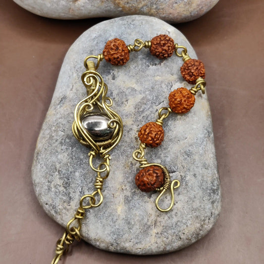Kamal -Pyrite and Rudraksha Bracelet 002