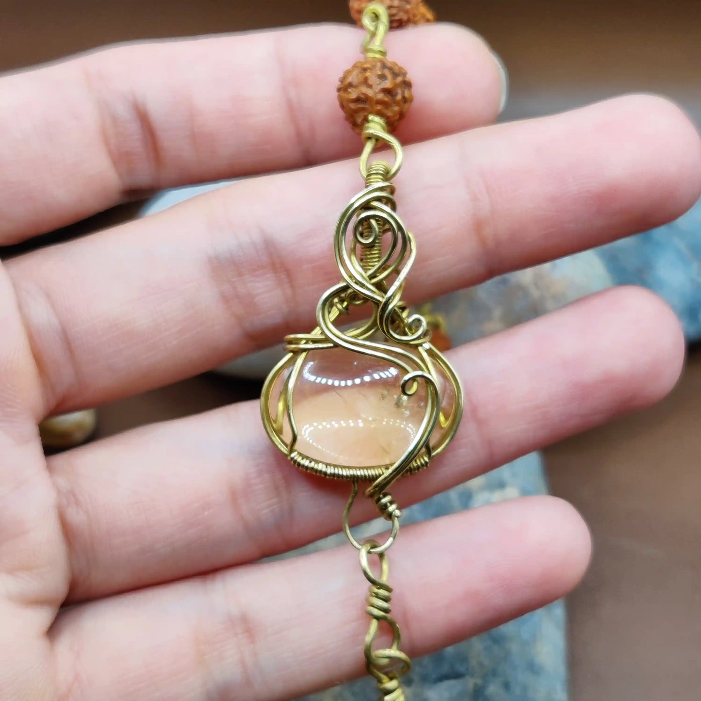 Kamal -Citrine and Rudraksha Bracelet 003
