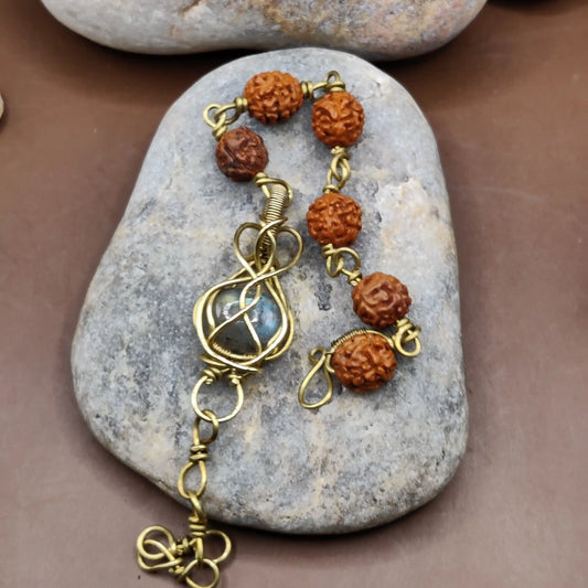 Kamal -Labradorite and Rudraksha Bracelet 005