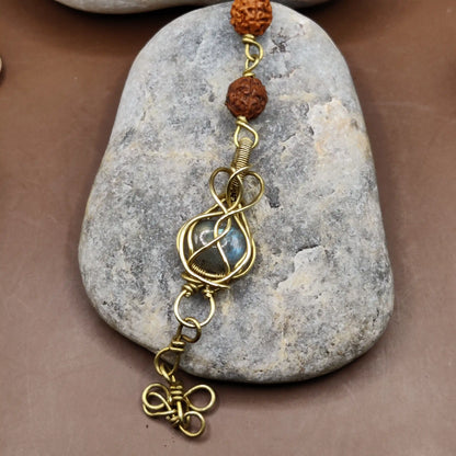 Kamal -Labradorite and Rudraksha Bracelet 005