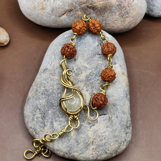 Kamal -Prehnite and Rudraksha Bracelet 003