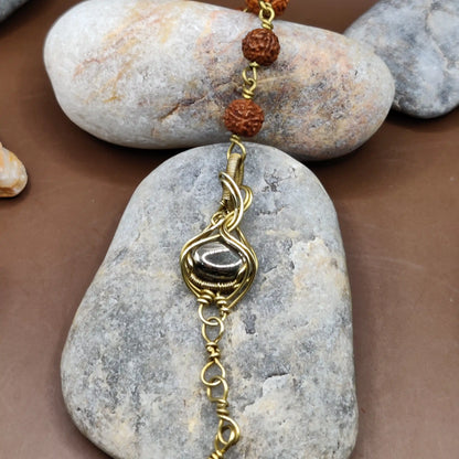 Kamal -Pyrite and Rudraksha Bracelet 004