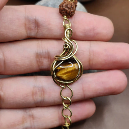 Kamal - Tiger's Eye and Rudraksha Bracelet 004