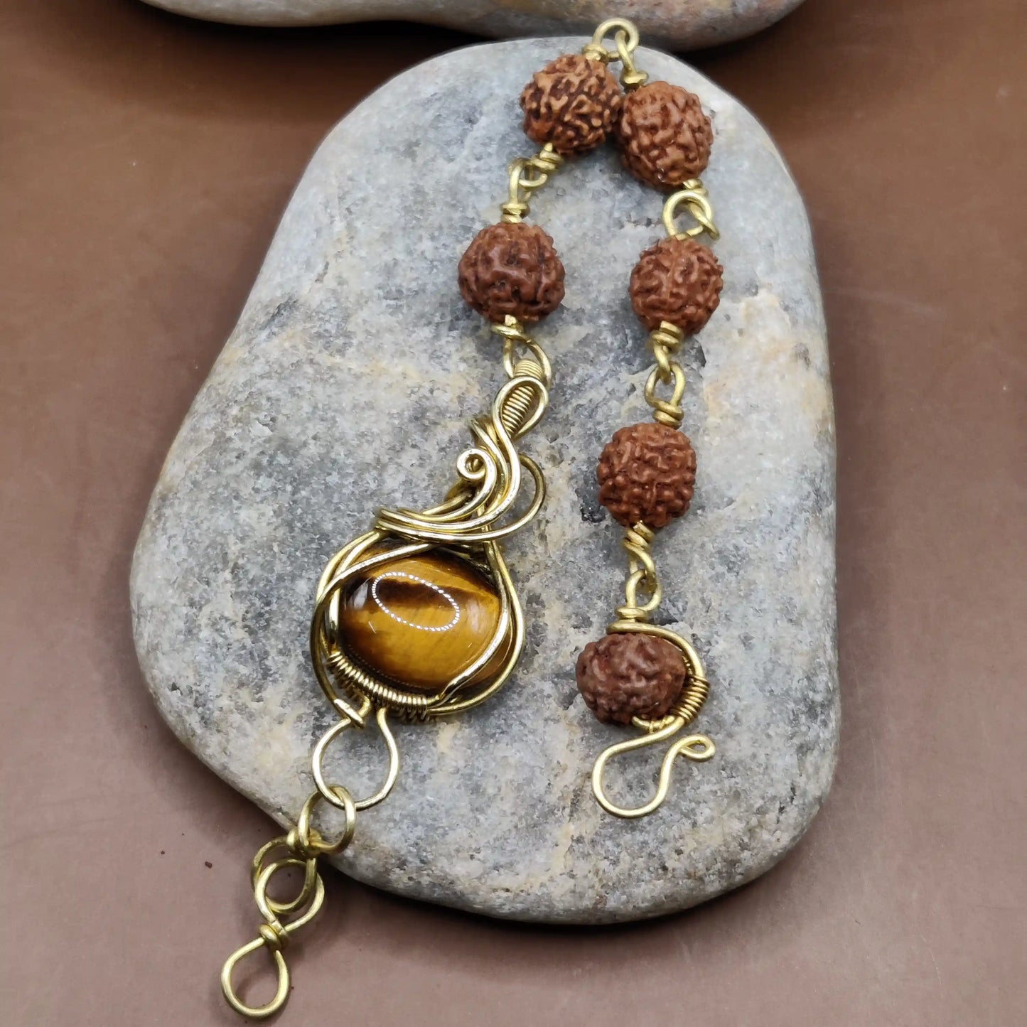 Kamal - Tiger's Eye and Rudraksha Bracelet 004