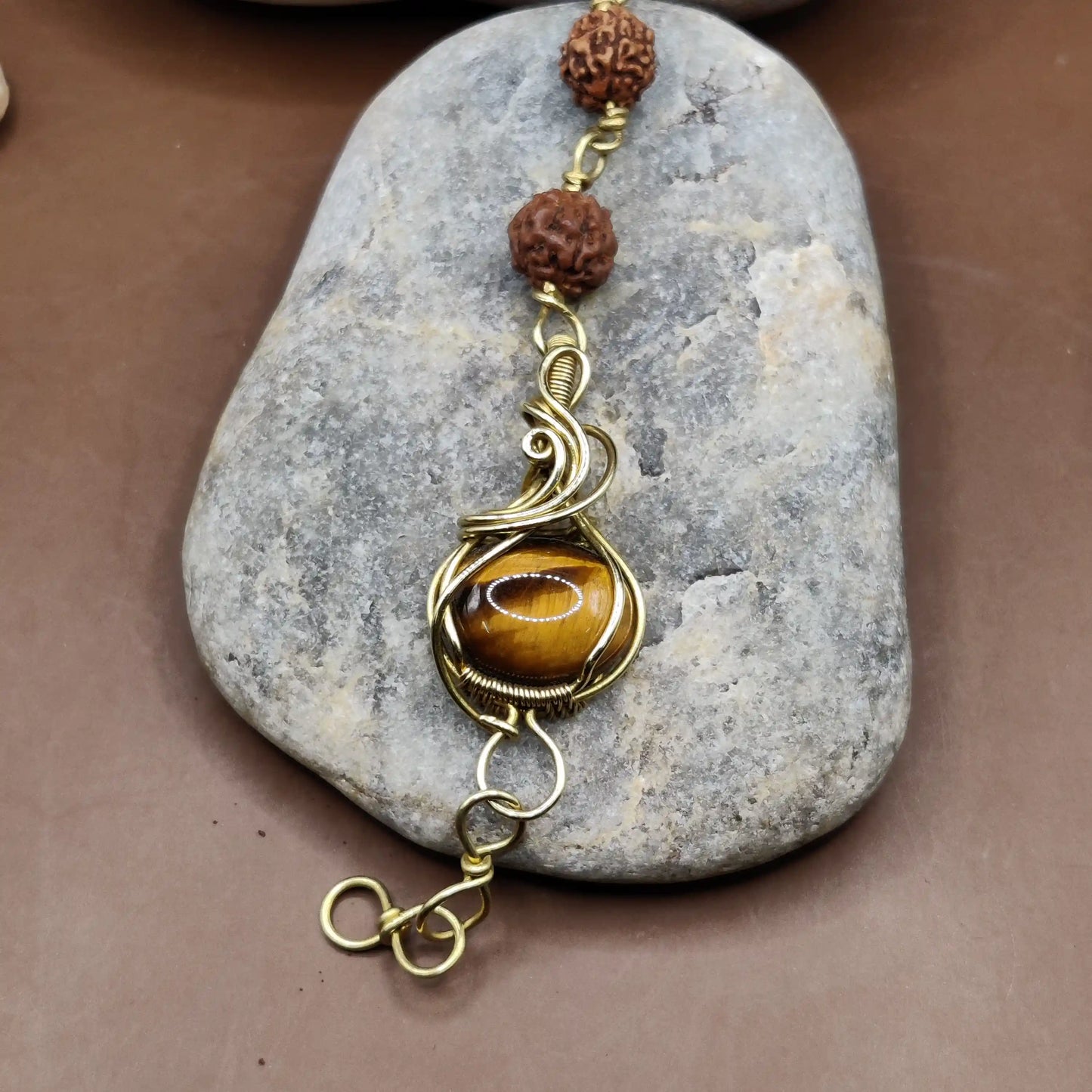 Kamal - Tiger's Eye and Rudraksha Bracelet 004