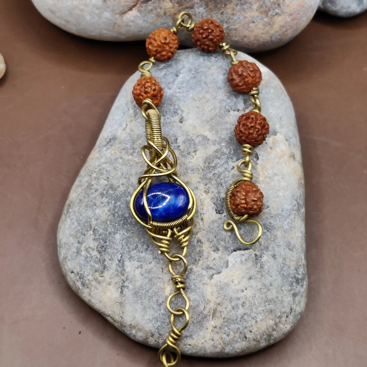 Kamal -Lapis Lazuli and Rudraksha Bracelet 005
