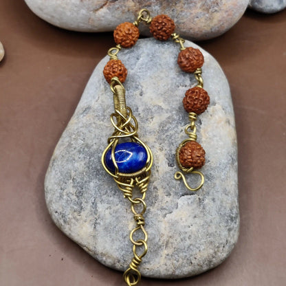 Kamal -Lapis Lazuli and Rudraksha Bracelet 005