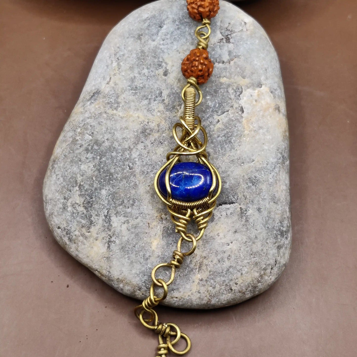 Kamal -Lapis Lazuli and Rudraksha Bracelet 005