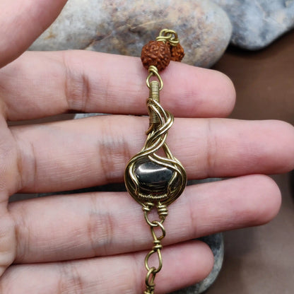 Kamal -Pyrite and Rudraksha Bracelet 006