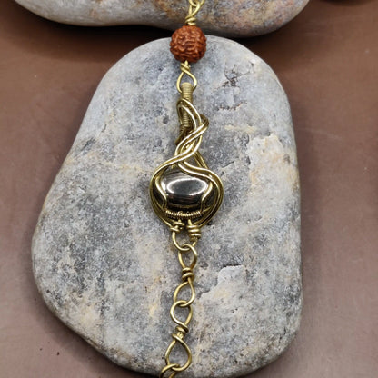 Kamal -Pyrite and Rudraksha Bracelet 006
