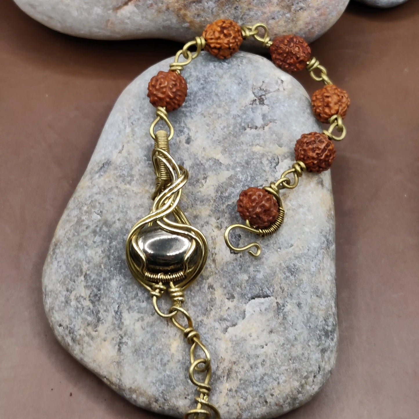 Kamal -Pyrite and Rudraksha Bracelet 006