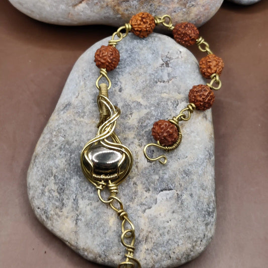 Kamal -Pyrite and Rudraksha Bracelet 006