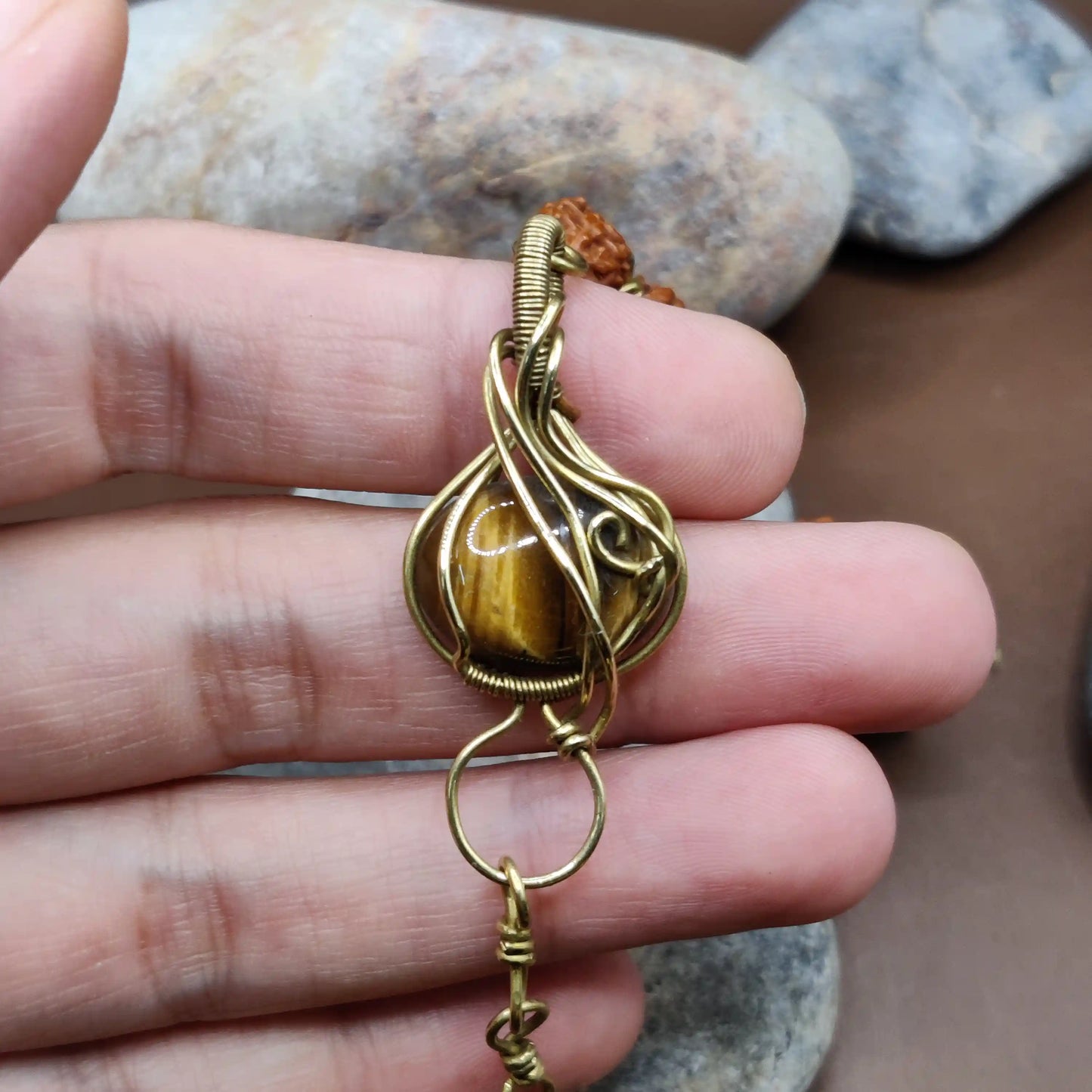 Kamal - Tiger's Eye and Rudraksha Bracelet 005