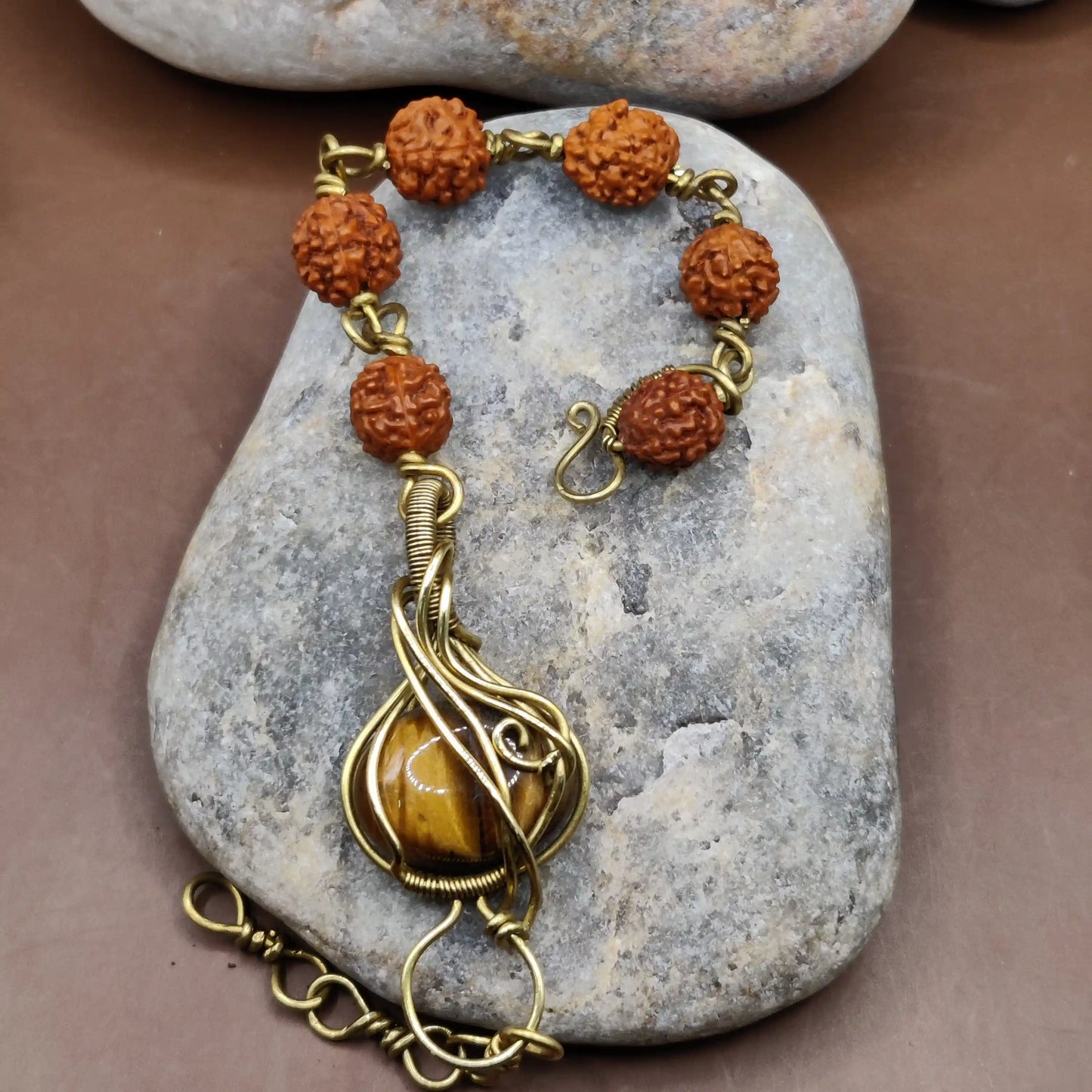 Kamal - Tiger's Eye and Rudraksha Bracelet 005